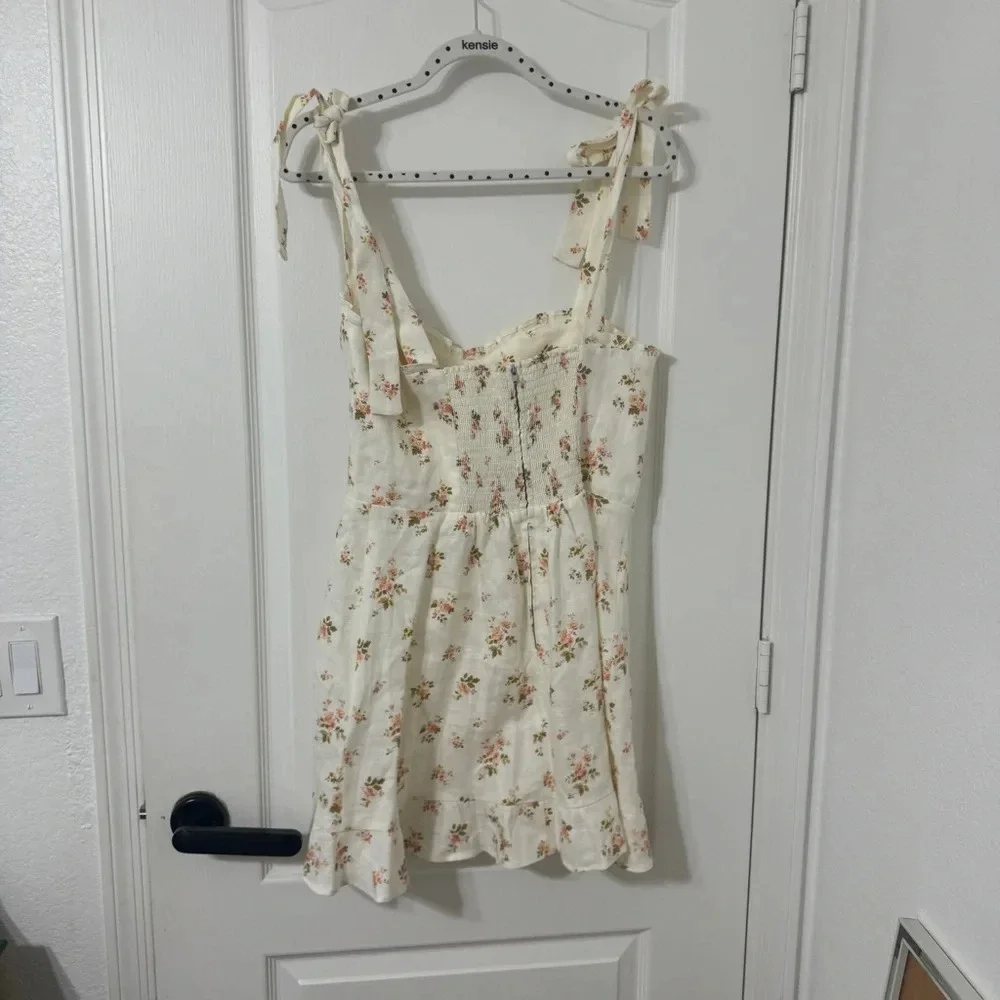 Reformation Desiree Linen Dress in Mildred White Floral Mini Size 10